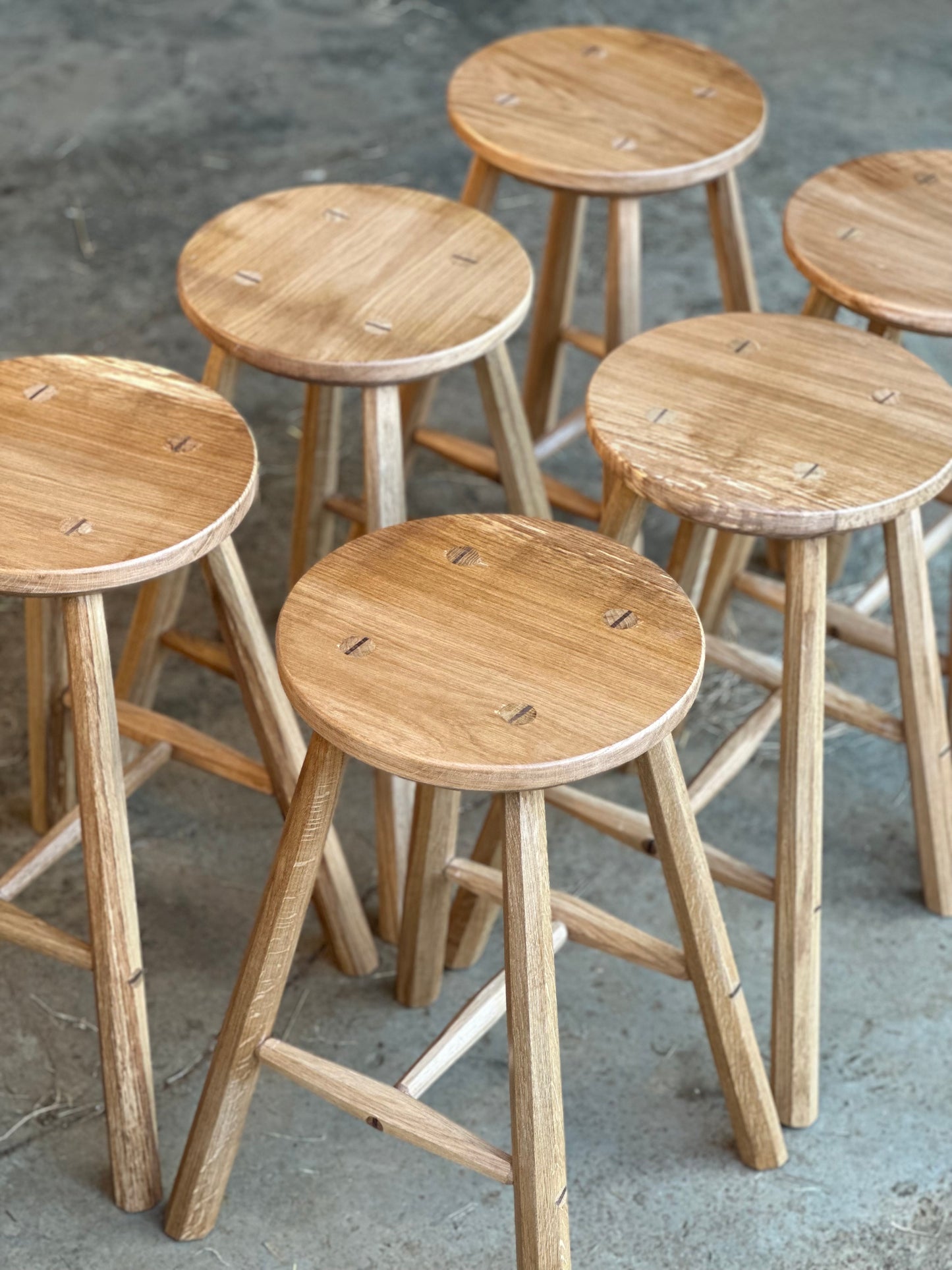 Oak high stool
