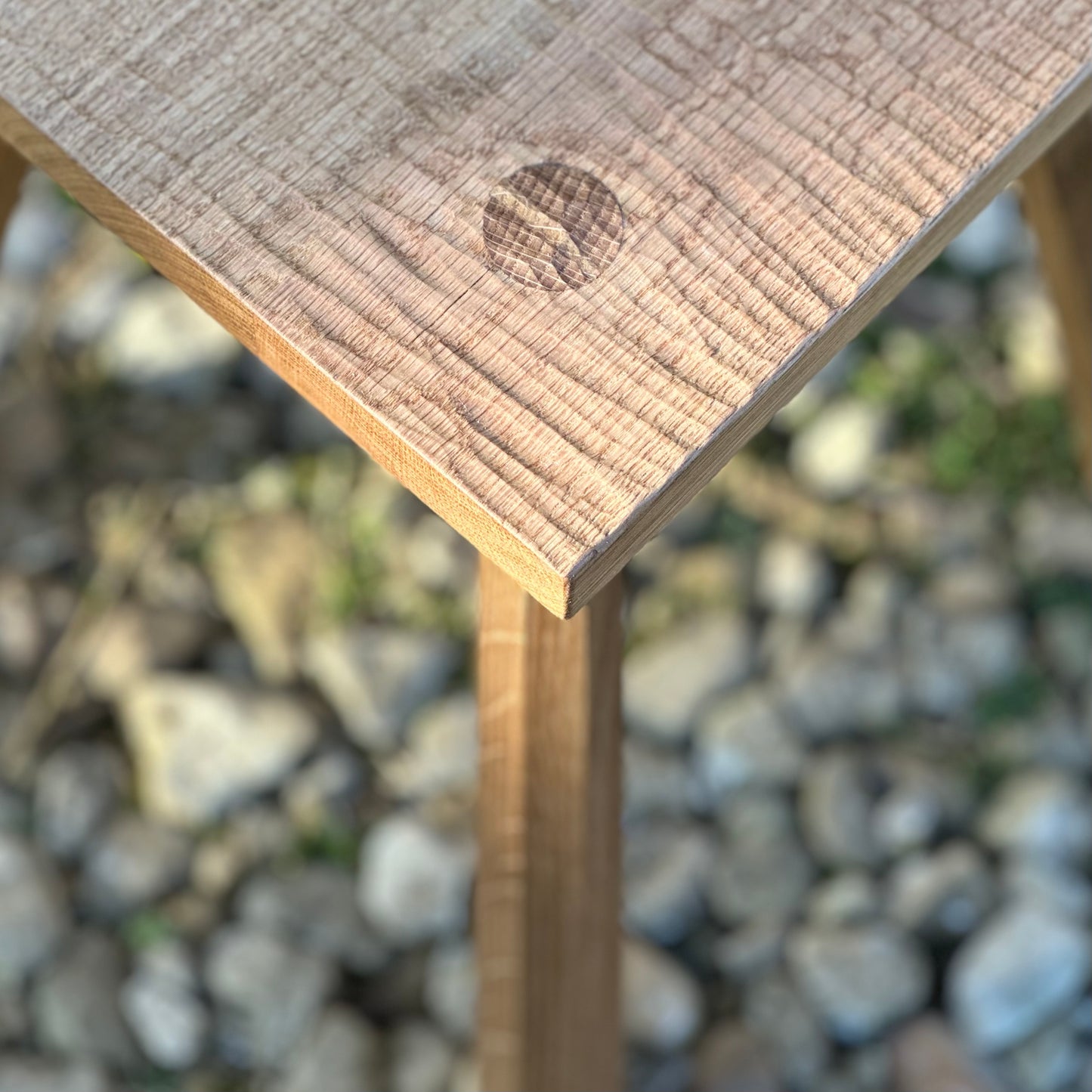 Oak Fireside Stool - textured, natural