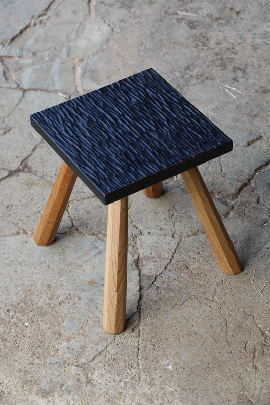 Oak Fireside Stool - Black/Natural