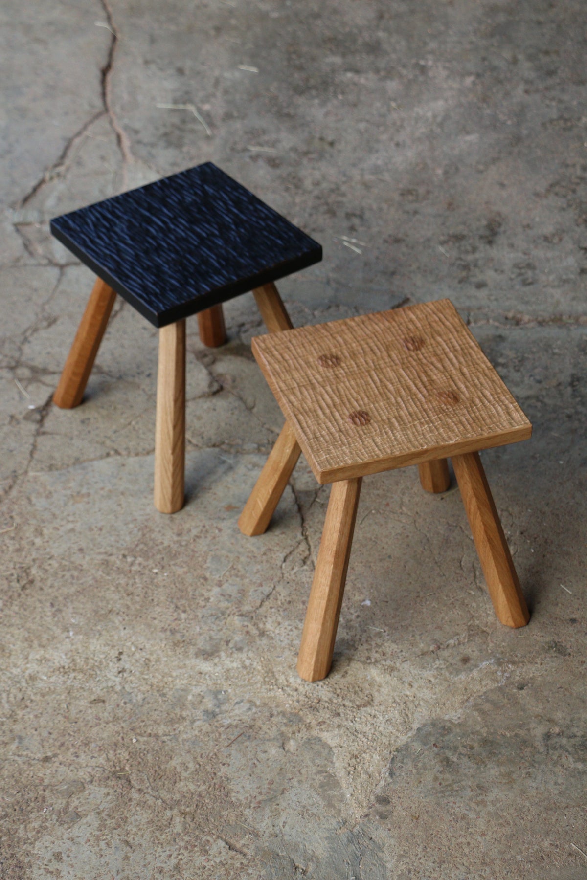 Oak Fireside Stool - Black/Natural