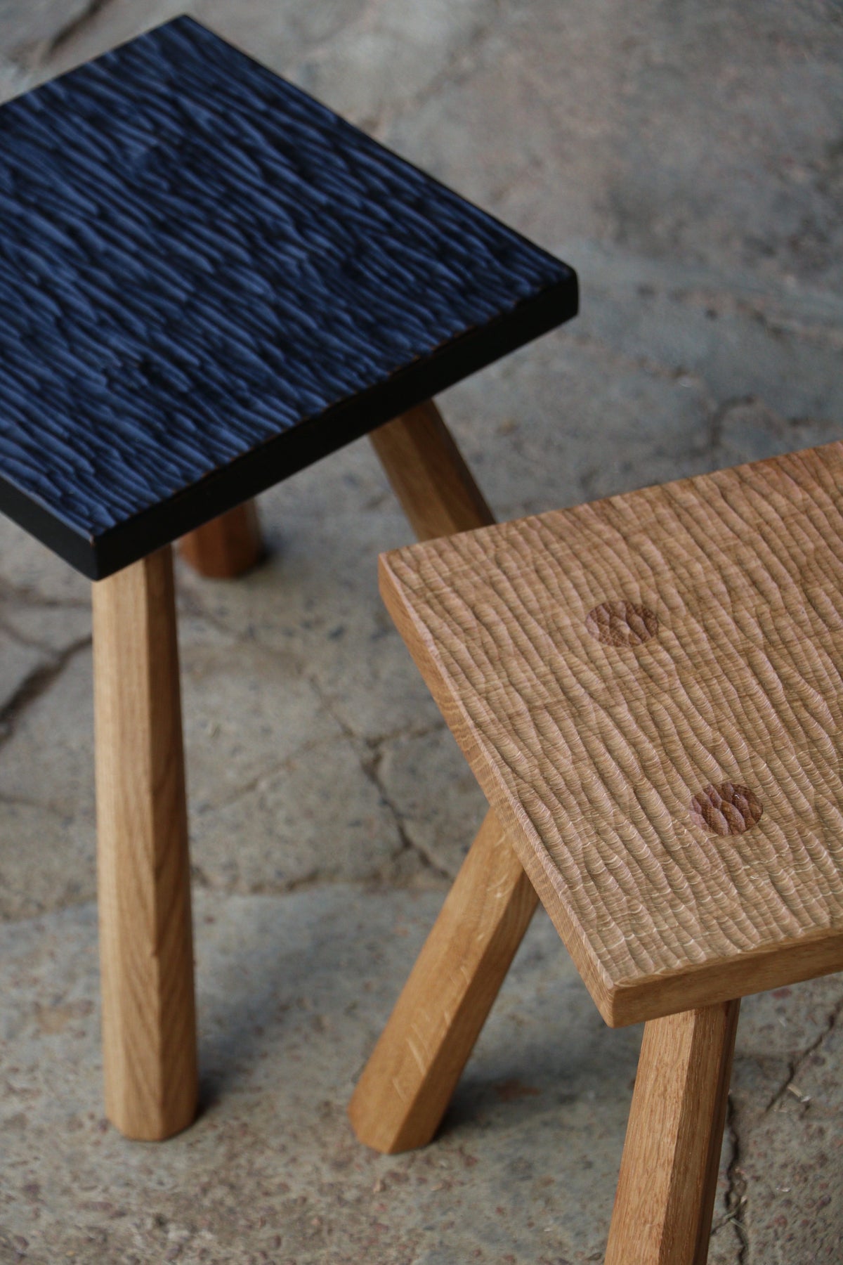 Oak Fireside Stool - Black/Natural