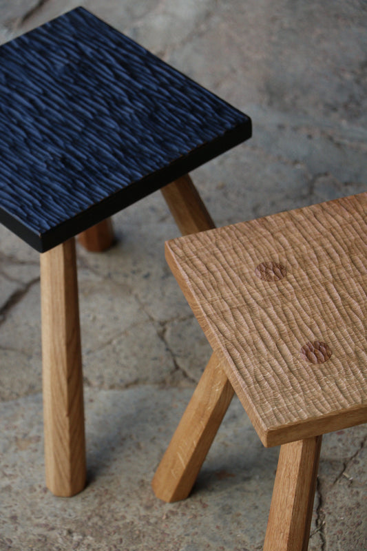 Oak Fireside Stool - Black/Natural