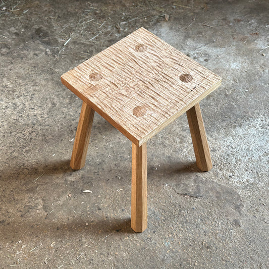 Oak Fireside Stool - textured, natural