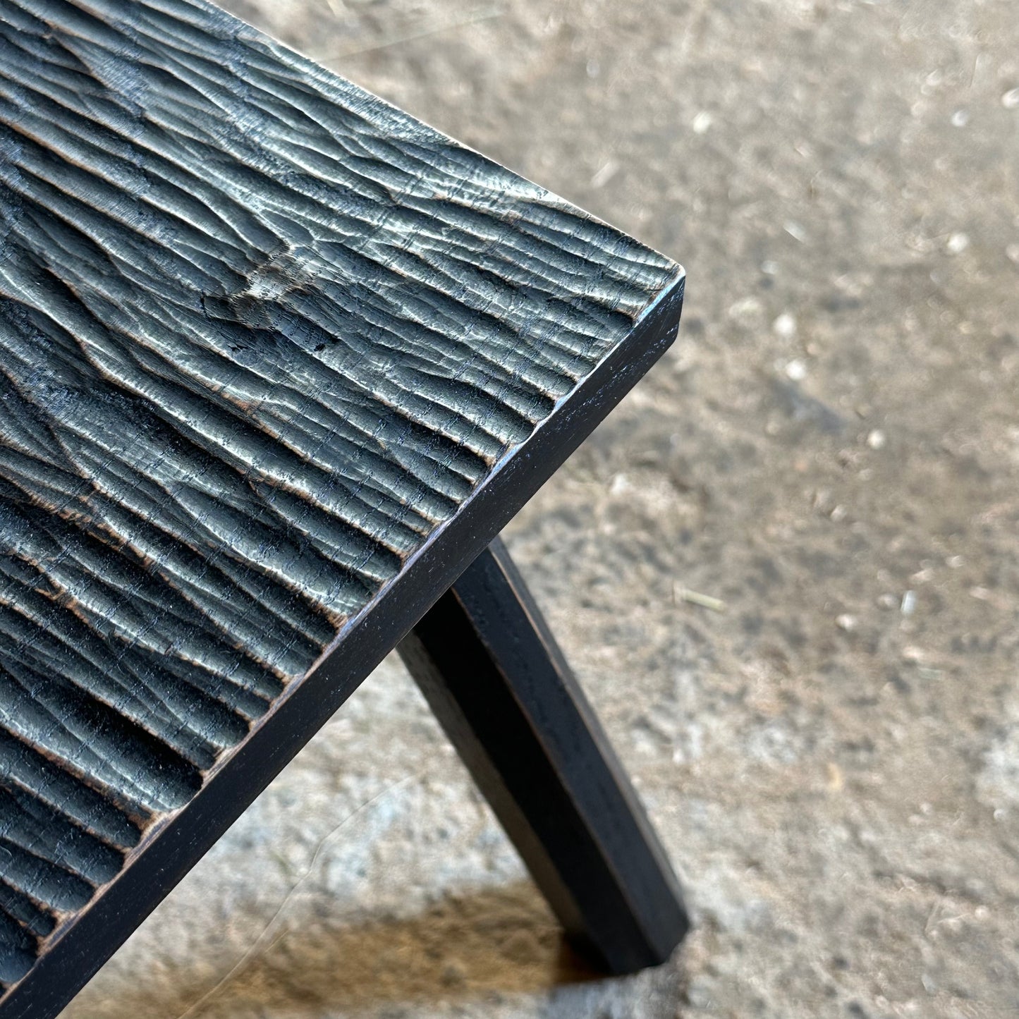 Oak Fireside Stool - textured, black