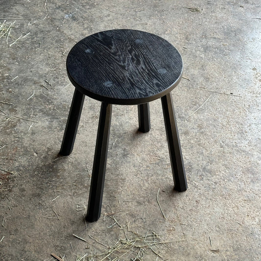 Oak Round Stool - black